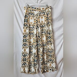 Free People Wide Leg Pants in Black and Gold Pattern